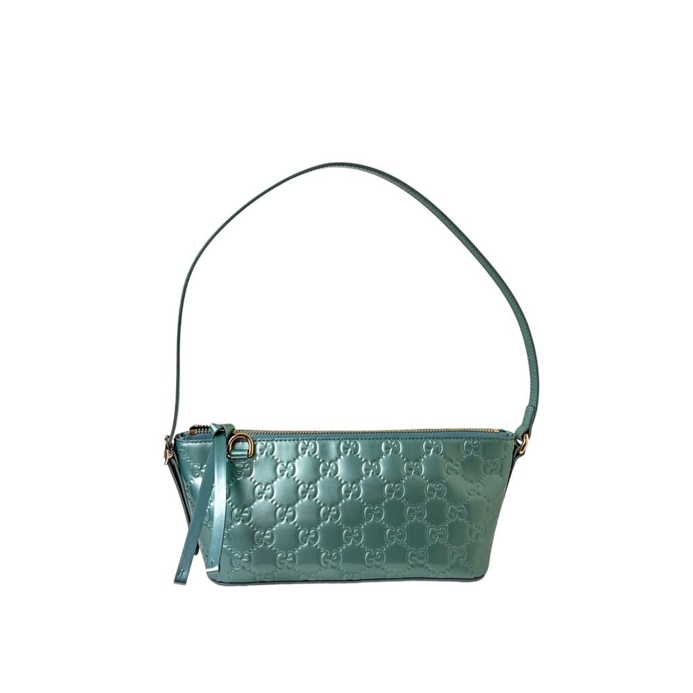 Gucci GG Embossed Shoulder Bag Aqua Green - Picture 2 of 8